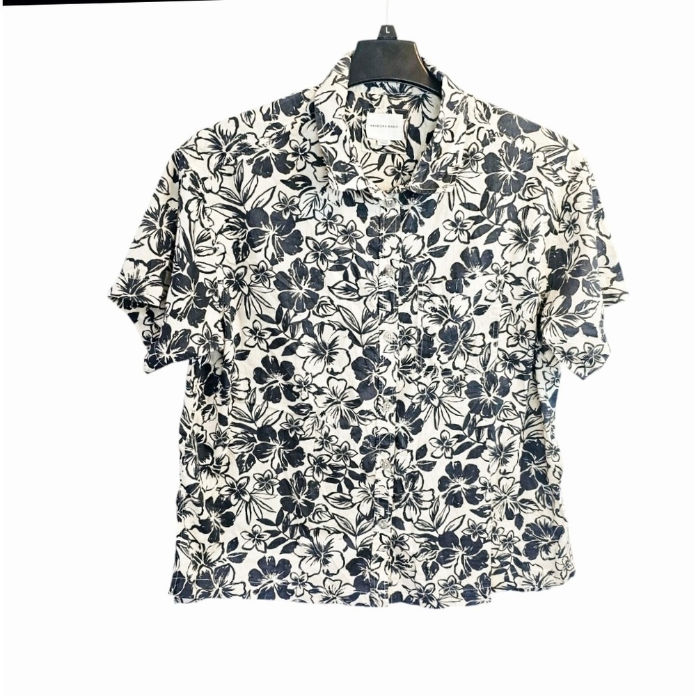 American Eagle Hawaiian Shirt Men's XL Floral Short Sleeve Pocket